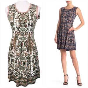 Max Studio Sleeveless Fit & Flare pleated Cocktail career Dress